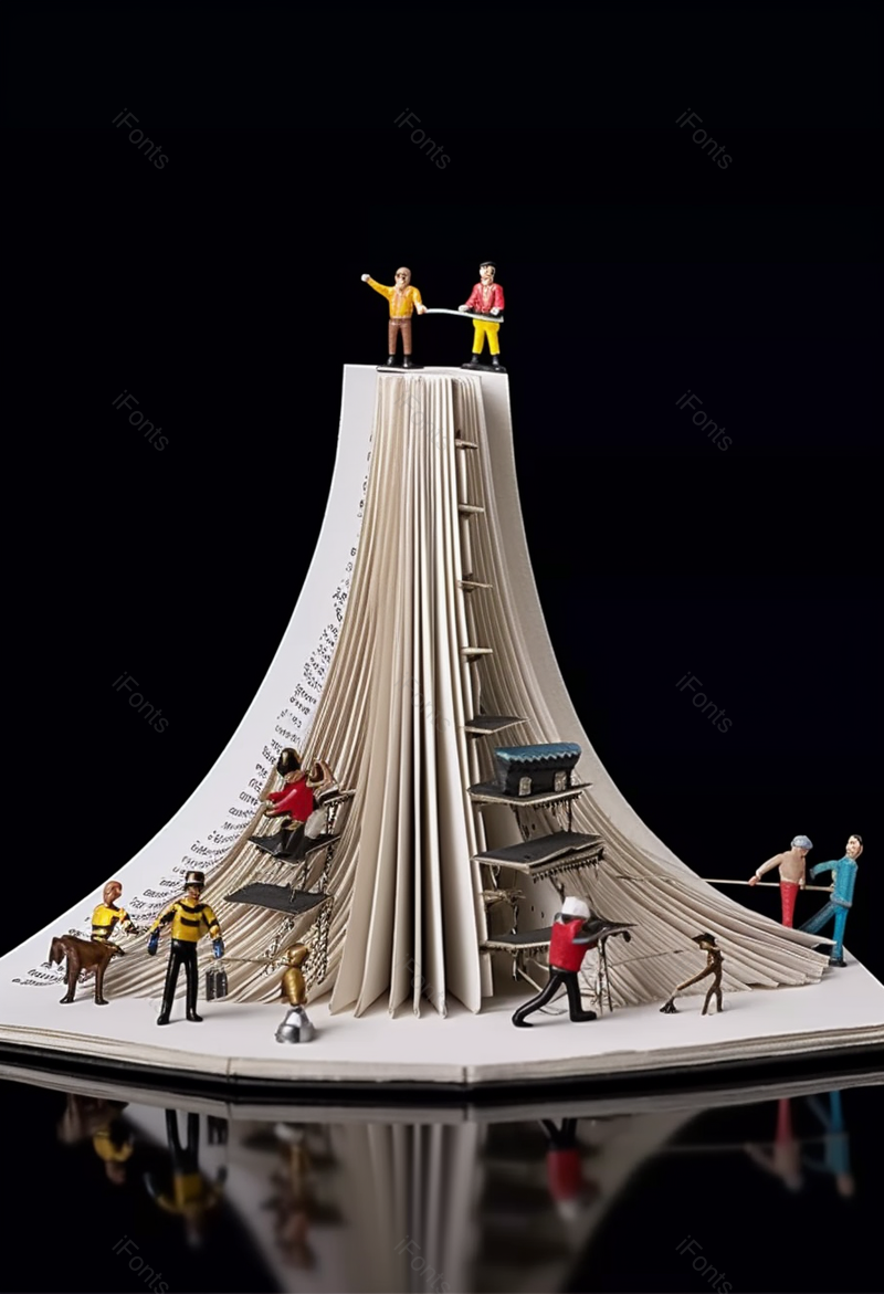 在书本上攀登徒手向着目标攀岩的可爱小人摄影图,高清,摄影图,摄影图片,图片大全,摄影图免费下载